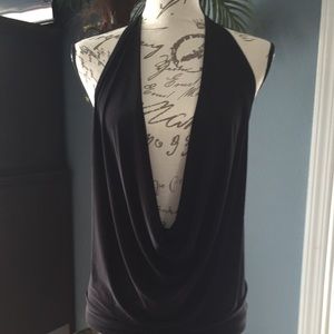 Deep plunge halter dress (L)